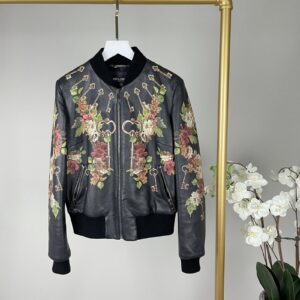 Dolce Gabbana Floral Printed Leather Bomber Jacket Size 40 UK 8 ALL DESIGNER HOME