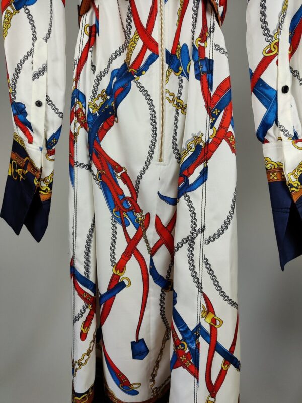 LOUIS VUITTON NAVY AND RED SILK BUCKLES DRESS SIZE 34 (UK6)