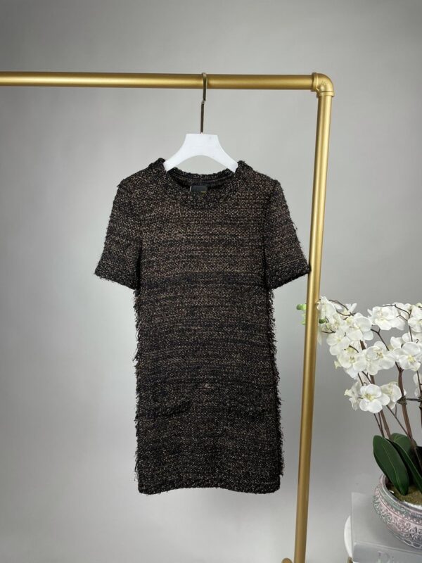 Fendi Black and Gold Tweed Dress Size 38 (UK 10)